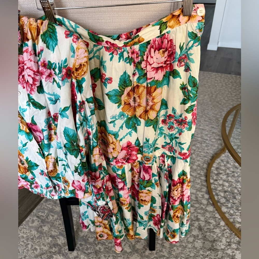 Rare Vintage Carole Little Floral Skirt & Cropped Top Set | Small (4–6) - Picture 4 of 9
